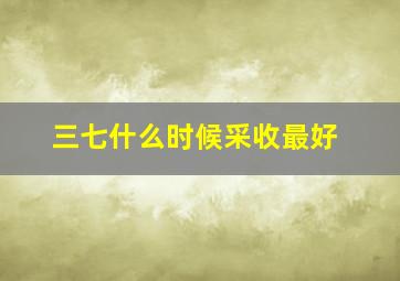 三七什么时候采收最好