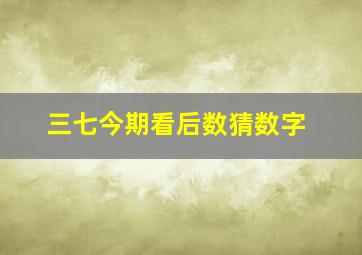 三七今期看后数猜数字