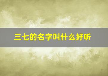 三七的名字叫什么好听