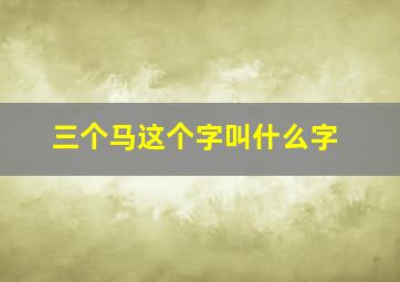 三个马这个字叫什么字