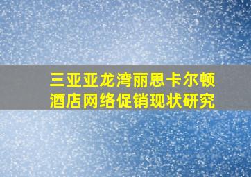 三亚亚龙湾丽思卡尔顿酒店网络促销现状研究