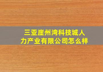 三亚崖州湾科技城人力产业有限公司怎么样