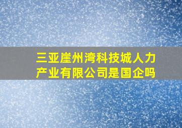 三亚崖州湾科技城人力产业有限公司是国企吗