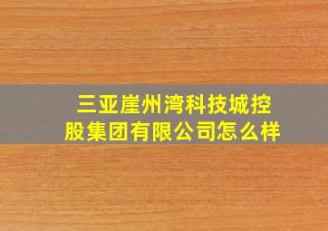 三亚崖州湾科技城控股集团有限公司怎么样