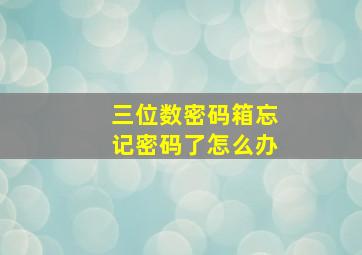 三位数密码箱忘记密码了怎么办