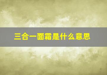 三合一面霜是什么意思