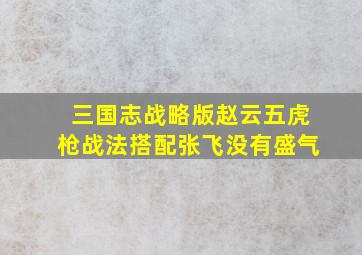 三国志战略版赵云五虎枪战法搭配张飞没有盛气