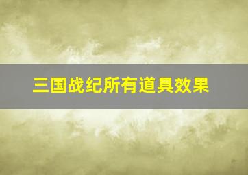 三国战纪所有道具效果