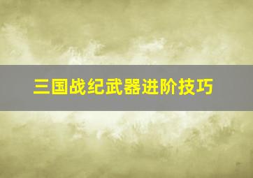 三国战纪武器进阶技巧