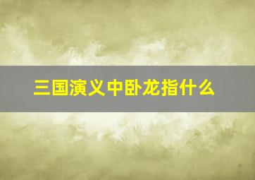 三国演义中卧龙指什么