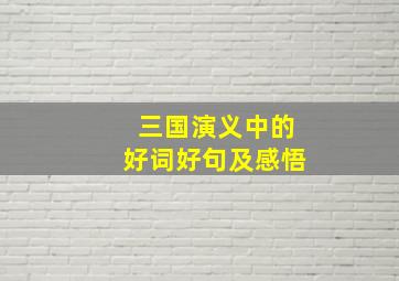 三国演义中的好词好句及感悟