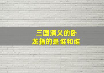 三国演义的卧龙指的是谁和谁