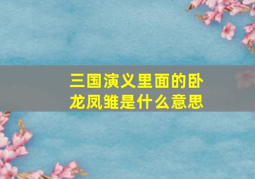 三国演义里面的卧龙凤雏是什么意思