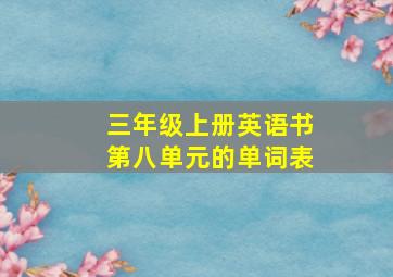 三年级上册英语书第八单元的单词表