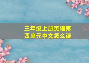 三年级上册英语第四单元中文怎么读