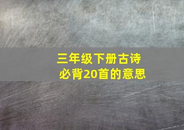 三年级下册古诗必背20首的意思