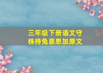 三年级下册语文守株待兔意思加原文