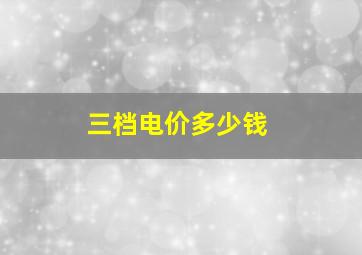 三档电价多少钱