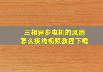 三相异步电机的风扇怎么接线视频教程下载