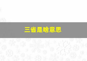 三省是啥意思