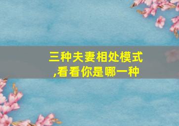 三种夫妻相处模式,看看你是哪一种