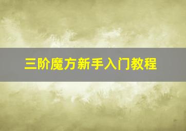 三阶魔方新手入门教程