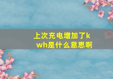 上次充电增加了kwh是什么意思啊