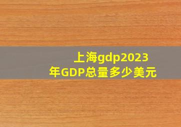 上海gdp2023年GDP总量多少美元