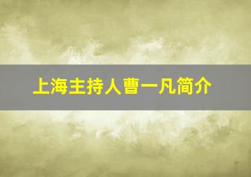 上海主持人曹一凡简介