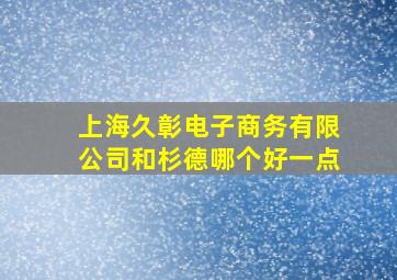 上海久彰电子商务有限公司和杉德哪个好一点