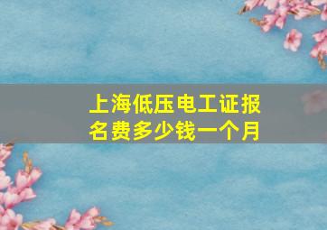 上海低压电工证报名费多少钱一个月