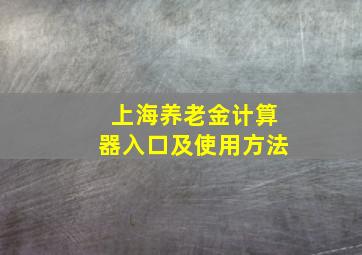 上海养老金计算器入口及使用方法