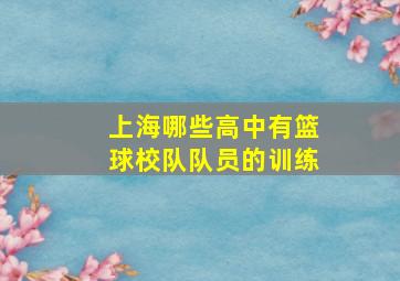 上海哪些高中有篮球校队队员的训练