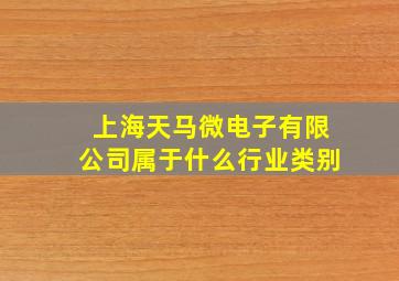 上海天马微电子有限公司属于什么行业类别