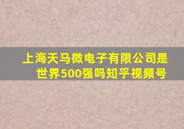 上海天马微电子有限公司是世界500强吗知乎视频号