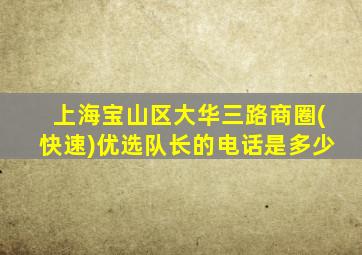 上海宝山区大华三路商圈(快速)优选队长的电话是多少