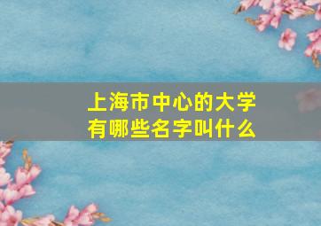 上海市中心的大学有哪些名字叫什么