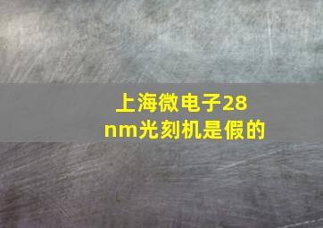 上海微电子28nm光刻机是假的