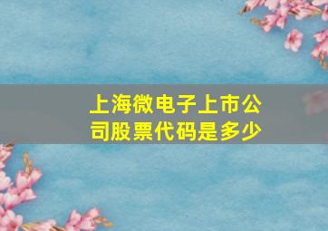 上海微电子上市公司股票代码是多少