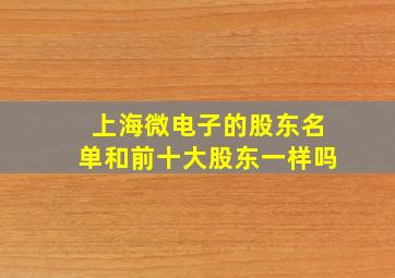 上海微电子的股东名单和前十大股东一样吗