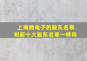 上海微电子的股东名单和前十大股东名单一样吗