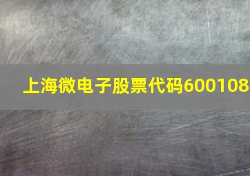 上海微电子股票代码600108