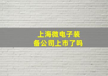 上海微电子装备公司上市了吗