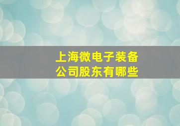 上海微电子装备公司股东有哪些