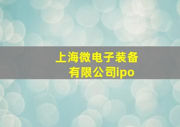 上海微电子装备有限公司ipo