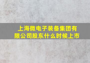 上海微电子装备集团有限公司股东什么时候上市