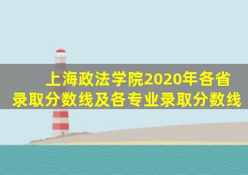 上海政法学院2020年各省录取分数线及各专业录取分数线