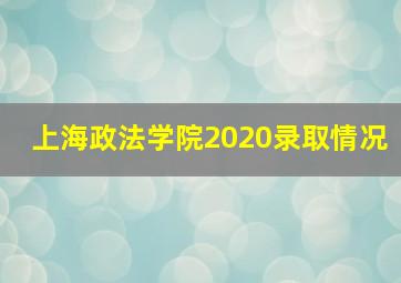 上海政法学院2020录取情况