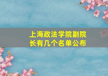 上海政法学院副院长有几个名单公布