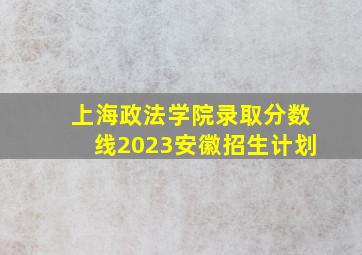 上海政法学院录取分数线2023安徽招生计划